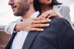 Young married couple embracing