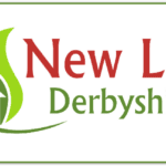 Logo of New Leaf Derbyshire featuring a house and green leaves